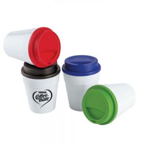 VASO CON TAPA DE PLASTICO LATE personalizada