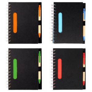 LIBRETA ECOLOGICA NEGRA CON PLUMA SIDNEY personalizada