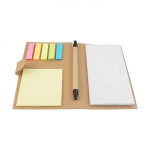 LIBRETA ECOLOGICA CON NOTAS ADHESIVAS Y PLUMA personalizada