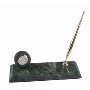 BASE DE MARMOL CON RELOJ Y PORTAPLUMA personalizada